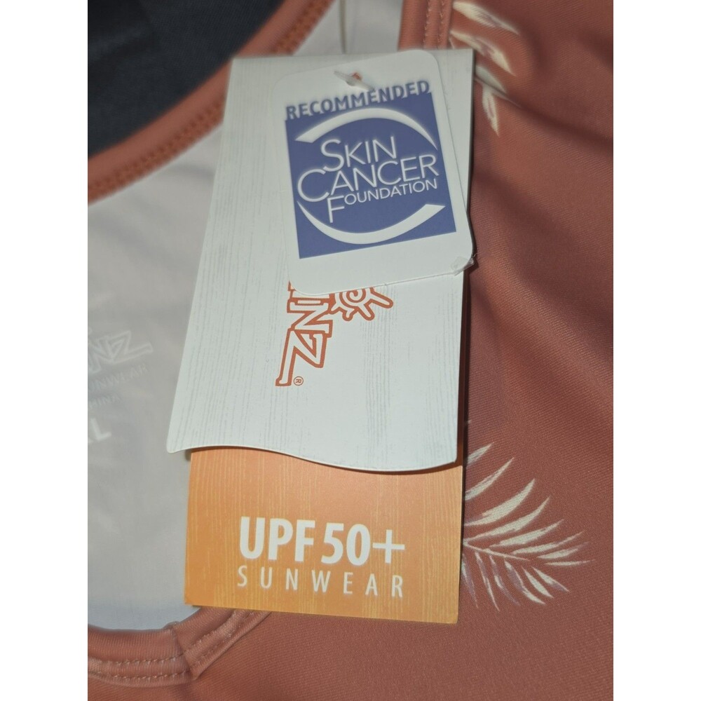UV Skinz Swing Tank Top Womens 2X Coral UPF 50+ Sunwear Swim Lined Palm Print - Picture 5 of 9